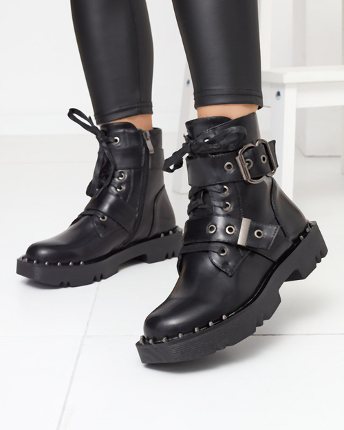 Чоботи жіночі чорні утеплені з орнаментом Erita - Взуття