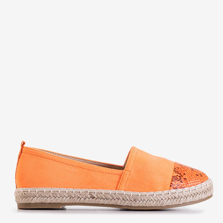 Neonově oranžové dámské espadrilky se zvířecí ražbou Lenda - Boty