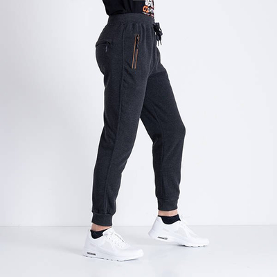 Pánské tmavě šedé teplé tepláky - oblečení