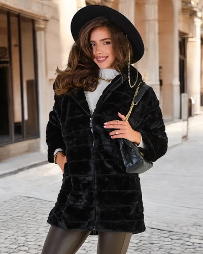Пальто жіноче хутряне Royalfashion Black