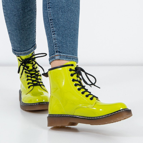 Зелені неонові жіночі лаковані черевики на шнурівці від Ornika - Взуття