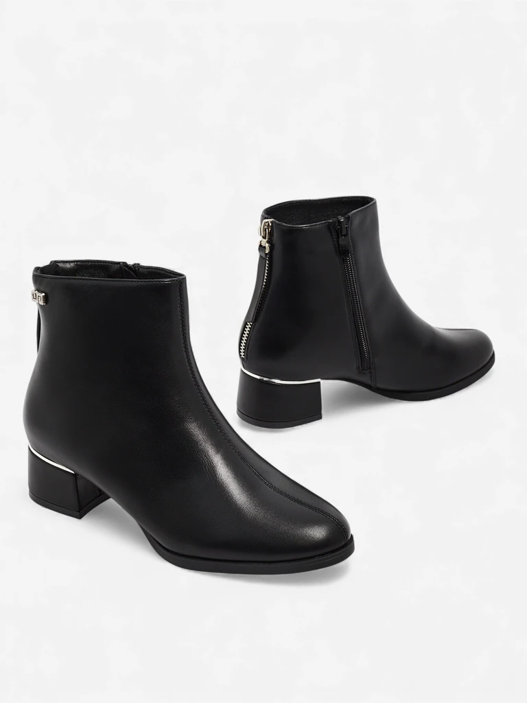 Dámské kotníkové boty z eko kůže na sloupkovém podpatku Arshinea