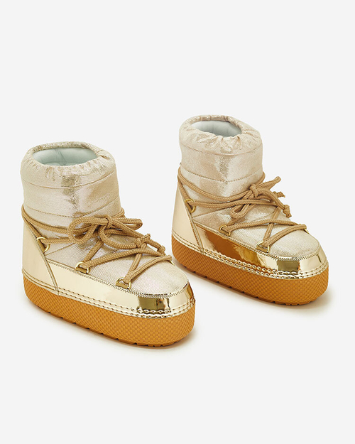 Royalfashion Жіночі золоті снігоступи на шнурівці Yevnoie