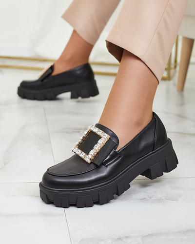 Royalfashion Černé mokasíny s ozdobou na nártu Alomease