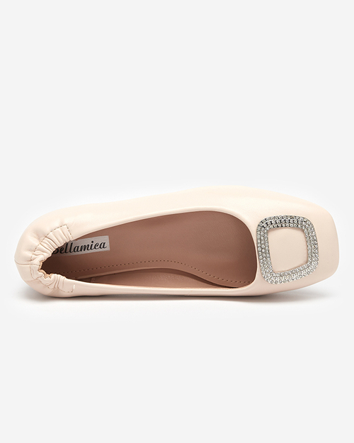 OUTLET Жіночі бежеві мокасини з фіанітами Gievori - Взуття