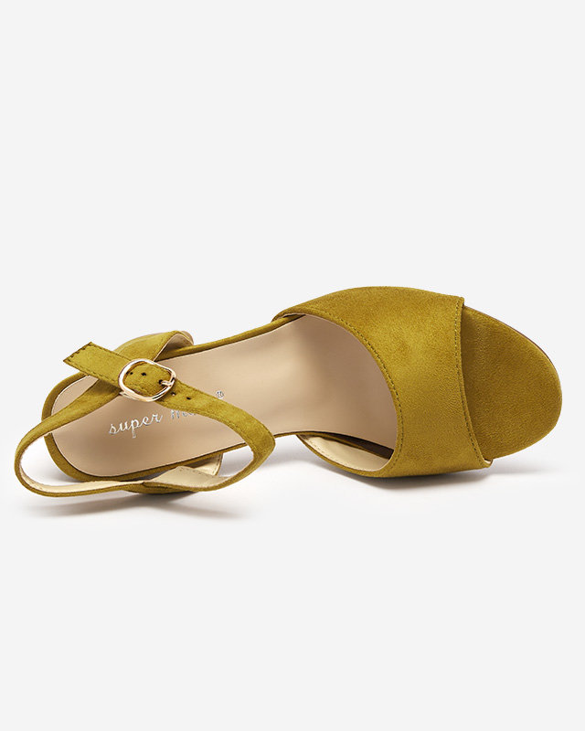 Zelené a žluté sandály na sloupku Elga - Obuv