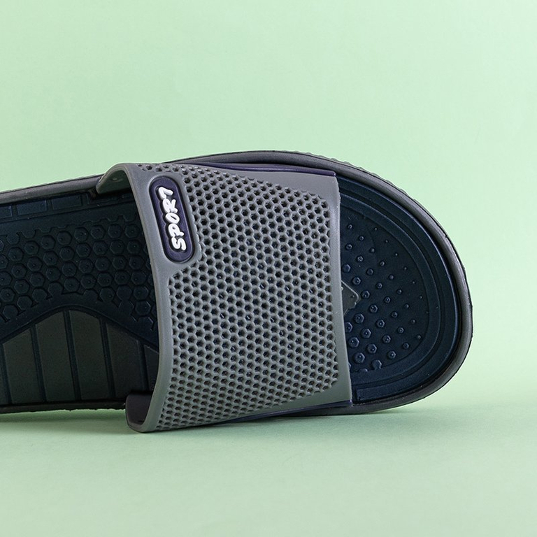 Šedé pantofle pro muže s tmavě modrým prvkem Smorty - obuv