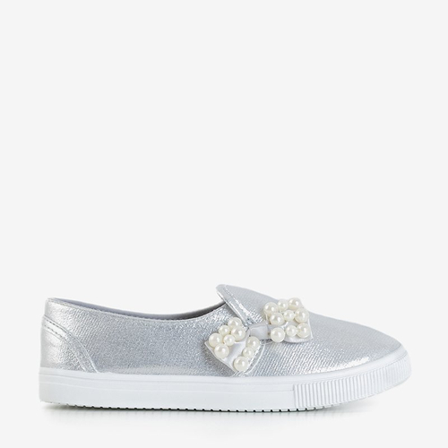 Срібні дитячі кросівки з бантиком Malasita - Взуття