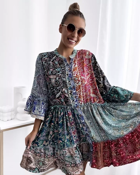 Royalfashion Vzorované barevné dámské krátké šaty