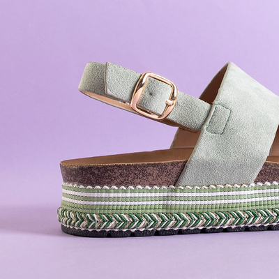 Зелені жіночі босоніжки на платформі Kodenia