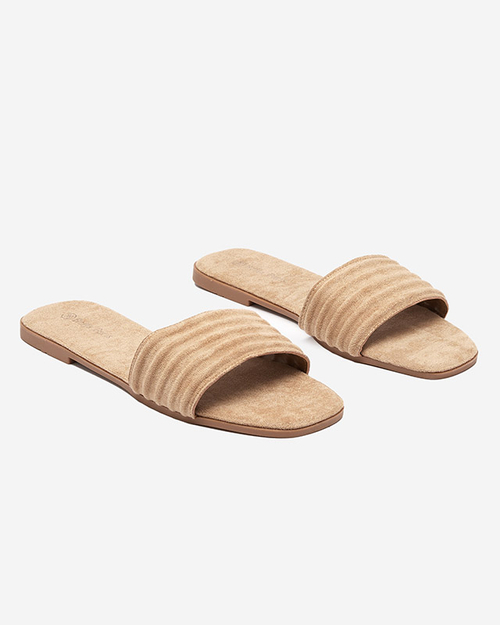 Світло-коричневі жіночі тапочки з еко-замші Malona - Взуття