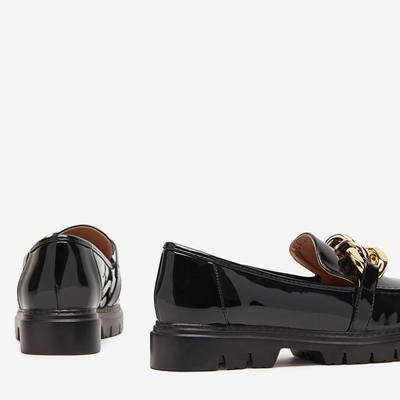 Černé dámské boty se zlatým řetízkem Dradia - Obuv