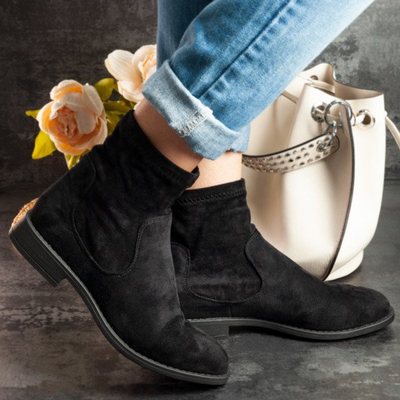 Czarne botki z eko-zamszu Jasanner - Obuwie 