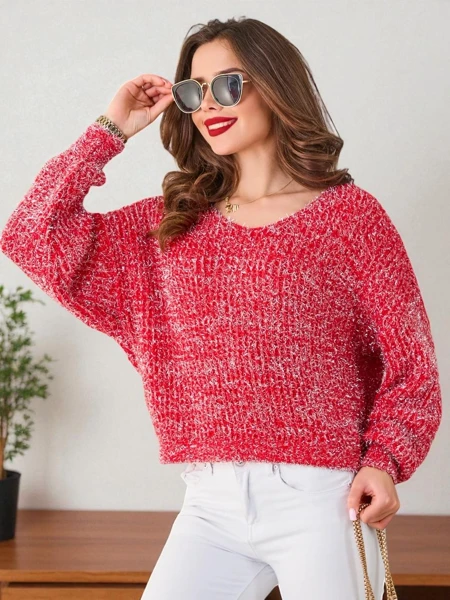 Royalfashion Dámský svetr s lesklou nití