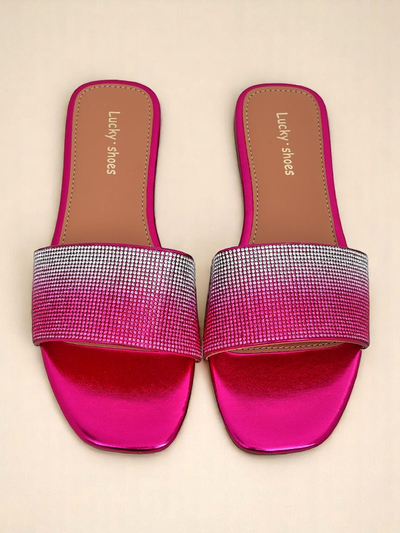 Royalfashion Жіночі шльопанці з цирконами ShinyGlow