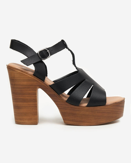 OUTLET Чорні жіночі босоніжки на підборах Mianka - Взуття