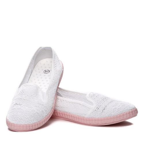 Biało-różowe slip on Alejandra- Obuwie