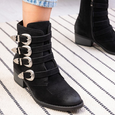 Чорні черевики на низькій стійці Grand - Взуття