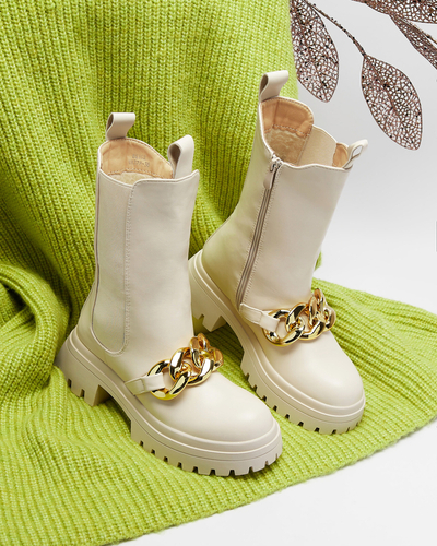 Жіночі черевики з ланцюжком бежевого кольору Evves- Footwear