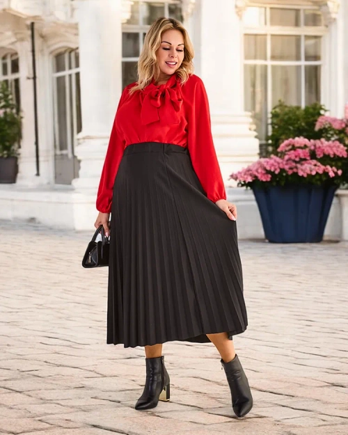 Роялфешн Плисирована жіноча спідниця міді ПЛЮС РОЗМІР