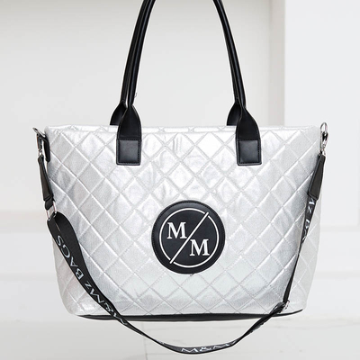 Dámská stříbrná prošívaná shopper kabelka se třpytkami - Doplňky