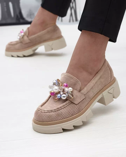 Dámské světle hnědé prolamované mokasíny Peloga- Obuv