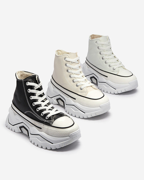 OUTLET Жіночі чорні утеплені спортивні черевики на платформі а-ля кеди Retiha - Взуття