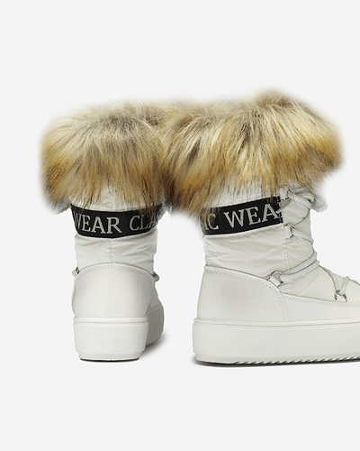 Bílé dětské nazouvací boty a'la snow boots s kožíškem Asika - Obuv