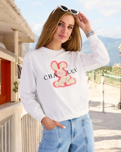 Royalfashion Dámská bavlněná mikina s tenkým potiskem