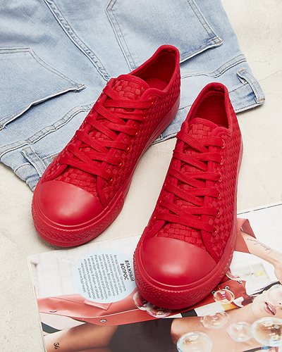 Červené dámské tenisky s reliéfem Aklina - Obuv