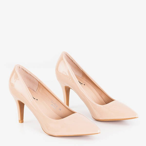 Бежево-рожеві лаковані туфлі на підборах Brucie - Взуття