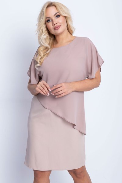 Бежеве плаття вище коліна PLUS SIZE - Одяг 1