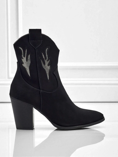 Kovbojky dámské na podpatku s ozdobnými vložkami Cendria