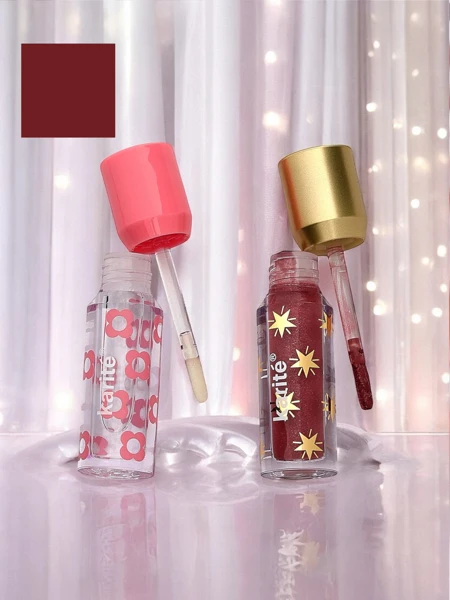 Lesk na rty s třpytkami a bezbarvý lesk 2v1 Fiercely Red