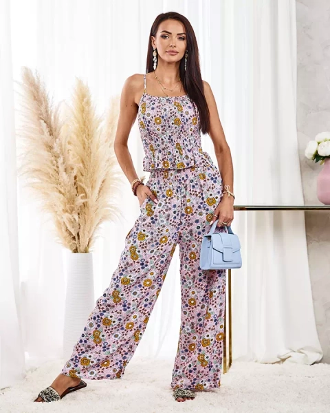 Royalfashion Vzorovaná dámská souprava v růžové barvě