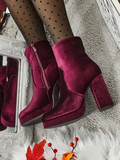 Dámské kotníkové boty na sloupku al'la Velur Miss