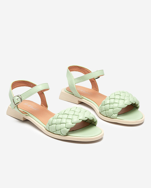 Босоніжки жіночі з плетеним поясом зеленого кольору Opahhi- Взуття