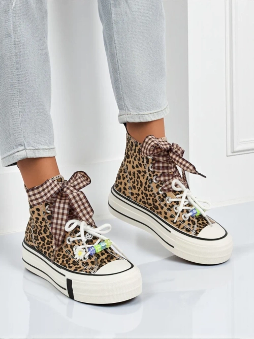 Жіночі трамвайчики Leonora Leo коричневі на платформі – італійський стиль, тканина