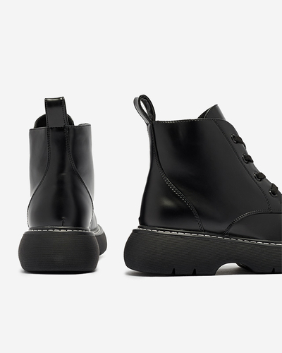 Чорні жіночі черевики з екошкіри на суцільній підошві Tarrafa - Взуття