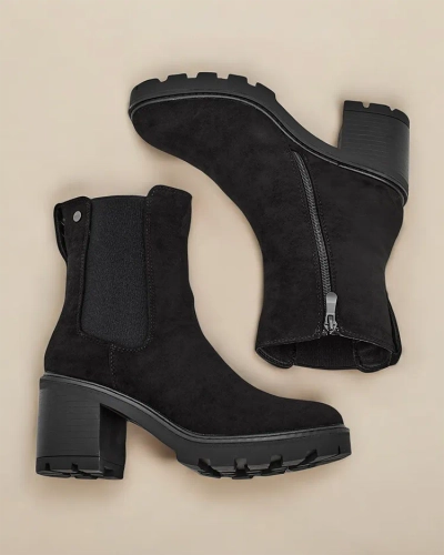 Royalfashion Dámské kotníkové boty z eko-suede na opatku Weggis