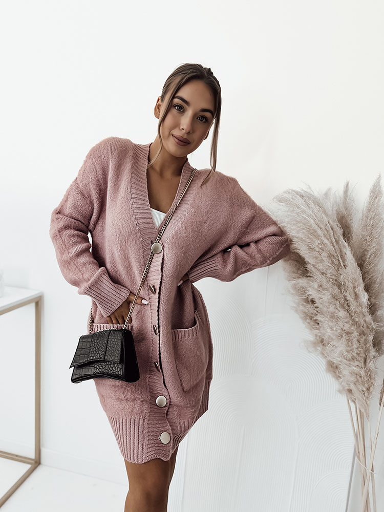 Royalfashion Růžový dámský svetr s přehozem