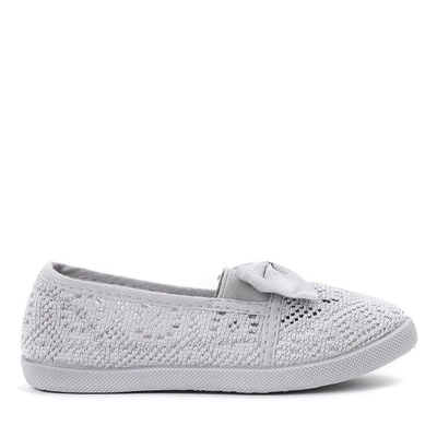 OUTLET Šedé dívčí tenisky se saténovou mašlí Sugar Boomb - Obuv