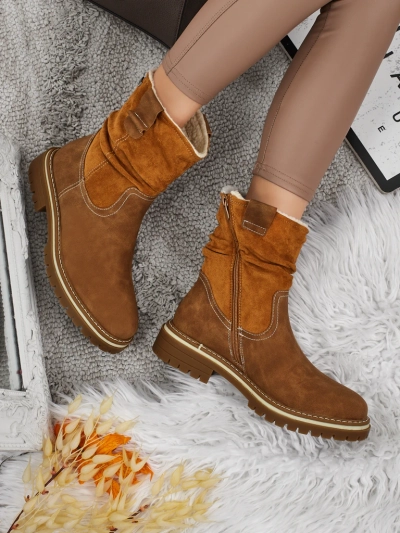 Vyšší dámské eko semišové kotníkové boty Liora