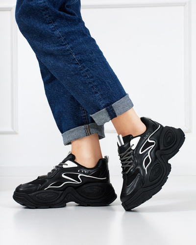 Černé dámské tenisky na platformě s bílými vložkami Oirana - obuv