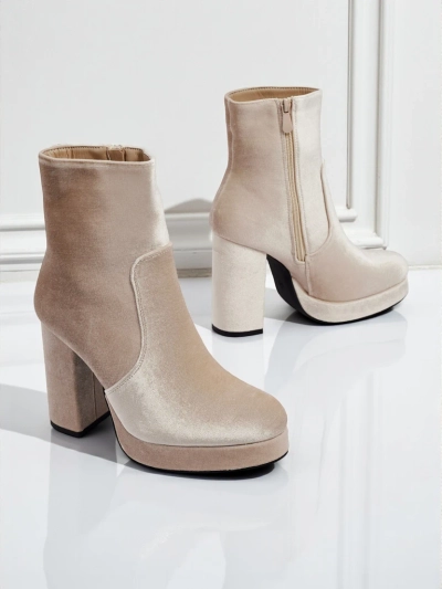 Dámské kotníkové boty na sloupku al'la Velur Miss