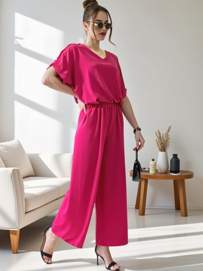 Royalfashion Жіночий casual комплект з блузкою з коротким рукавом та широкими штанами