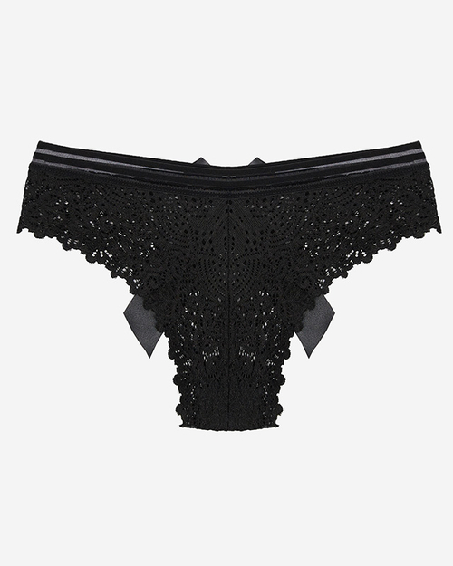 Чорні жіночі мереживні бюстгальтери-брифи з бантиком - Нижня білизна