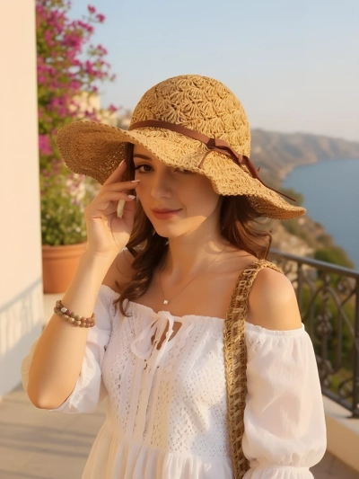 Royalfashion Солом'яний капелюх із бантом Belle для жінок