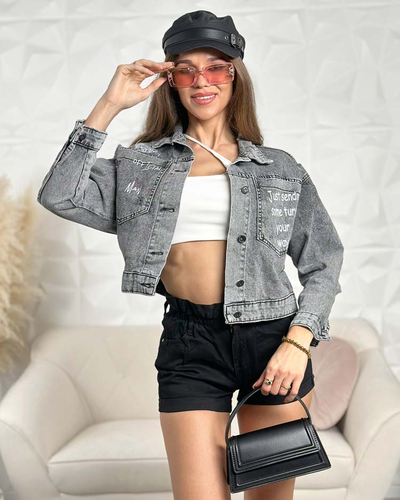 Royalfashion Dámská džínová bunda s nápisy