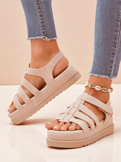 Sandály Royalfashion - Caligae Béžové Semišové na Platformě - Ideální na Léto a Jaro